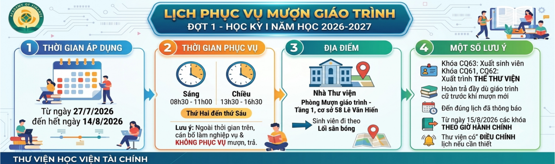 Thông báo Lịch phục vụ mượn Giáo trình